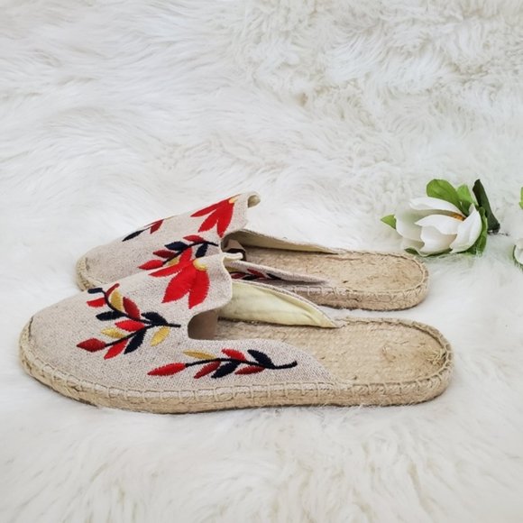 Soludos Floral Embroidered Espadrille Flat Mules - Picture 8 of 8